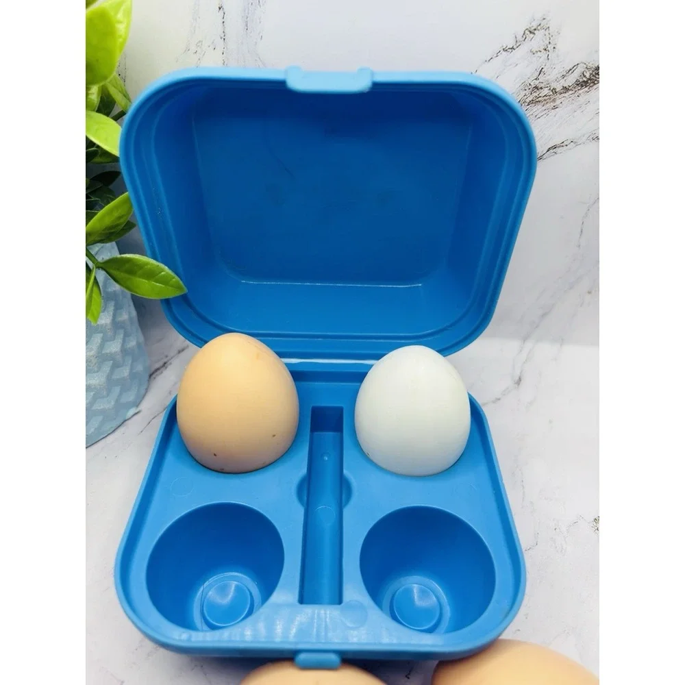 Vintage Fisher Price Fun With Food Blue Egg Carton With 4 Eggs‎ 1987